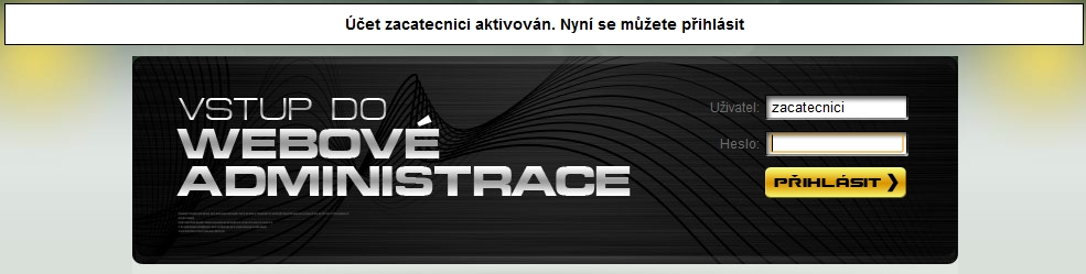 Administrační rozhraní.